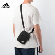 阿迪达斯（adidas）单肩包休闲小背包男士斜挎包简约运动包手机包 黑色
