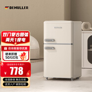 德姆勒（DEMULLER）118升复古冰箱小型大容量家用租房宿舍电冰箱 化妆品网红高颜值双门冰箱冷藏冷冻节能静音 118升【芝士白】上冷冻下冷藏