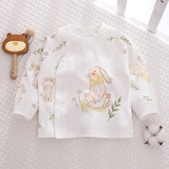 小三月婴儿秋衣单上衣春秋薄款纯棉a类 新生儿长袖贴身内衣宝宝无骨开衫 C1花田小兔 66 cm 建议10-13斤