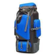 登山包男女士 80L特大旅游大容量旅行背囊牛津户外防水打工行李包 天蓝色 背带加固加厚