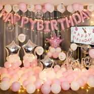 多美忆生日场景布置女孩生日气球道具氛围布置场景儿童派对装饰雅粉套装