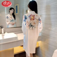 浪莎（LangSha）轻奢冰丝睡裙春夏性感纯欲超薄衬衫外穿家居服蕾丝高级感睡衣女 牡丹花开【女神战袍】 均码 【80-150斤可穿】