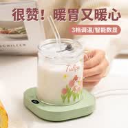 逗趣家暖暖杯55度恒温杯自动电加热杯垫可调温热牛奶神器宿舍迷你养生杯 绿色方形（玻璃杯杯垫吸管）套装 带杯子送男女实用生日礼物礼品