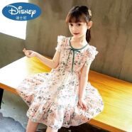 迪士尼（Disney）女童夏季新款连衣裙夏装儿童洋气公主裙大童装小女孩雪纺裙子 花仙子雪纺裙 花色 110码 建议身高100cm