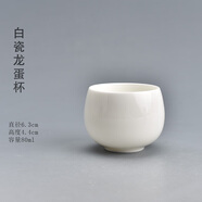 陶迷（TAOMI）高档主人杯茶杯品茗杯汝窑小茶杯茶盏家用陶瓷功夫茶具泡茶杯 白瓷龙蛋杯80ml1只 200mL以下