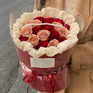 薇尼（LVINI）鲜花速递同城红玫瑰百合生日花北京郑州广州上海西安成都重庆南昌 19朵玫瑰花束-卡布奇诺