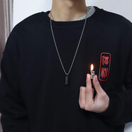 芯奢煤油打火机项链男潮韩版嘻哈创意男士项链欧美简约霸气潮人街头 黑色