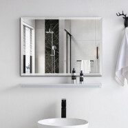 华恺之星 浴室镜 卫生间免打孔镜子贴墙穿衣镜无框化妆镜 直角斜边50*70cm