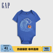 Gap【布莱纳】新生婴儿纯棉短袖连体衣869459夏季儿童装包屁服 宝石蓝 80cm(12-18月)偏小 选大一码