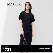 MO&Co.抗菌防螨爱心珠片解构不对称设计感显瘦连衣裙 黑色-第1批 XS/155