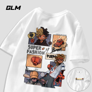 GLM短袖T恤男夏季美式潮流纯棉上衣男生帅气宽松半截袖