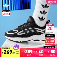 adidas「增嗨鞋」HAIWEE复古运动老爹鞋男女阿迪达斯官方三叶草 黑/灰/银 44.5(275mm)