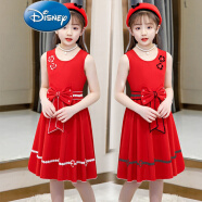 迪士尼（Disney）小孩子的童装女秋冬连衣裙2021新款中大童学院风套装小女孩洋气加 红色裙子【黑白边随机配】 110 码【建议2-3岁】