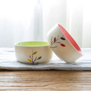 亿嘉IJARL 韩式创意家用陶瓷器4英寸米饭碗汤碗面碗甜品碗 格拉小树林 2只装