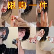 驰匡晕染花簇春天感花朵耳钉复古独特超仙森女小清新甜美耳环女 花朵系列耳钉【六件套】款A