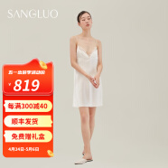 桑罗（SANGLUO）睡衣女桑蚕丝睡裙商场同款吊带裙INS博主荐V领露背家居服 白色（Y005） M