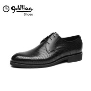 金利来（goldlion）男鞋正装冲孔透气皮鞋舒适德比鞋502740432ADD黑41