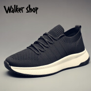 Walker Shop品牌跑步鞋男2024春季新款时尚潮流针织透气百搭软底舒适男鞋 YG98-1黑色 39