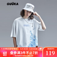 古由卡（GUUKA）×SANK联名潮牌短袖T恤男夏新款 青少年卡通印花宽松五分袖易穿搭 白色 M