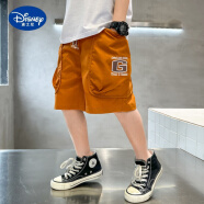 迪士尼（Disney）新款男童短裤夏季中大童休闲工装裤2024外贸儿童五分裤洋气中裤潮 橙色 120cm