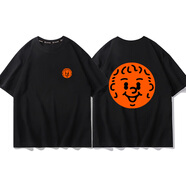 氧家Eason陈奕迅演唱会同款短袖T恤 fearanddream周边印花纯棉衣服夏 黑色（橘黄色大笑） 厦门场同款 2XL