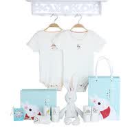 颖贝尔（Yinbeler）星期7件套哈衣+兔子】婴儿礼盒男女宝衣服无骨夏短袖连体爬服套装 7件哈衣+兔子礼盒装 80M（身高80以内）