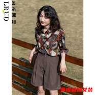 衬衫女设计感小众轻熟气质衬衣女花衬衫女短袖夏季新款设计感小众复古港风ins潮个性潮流上衣 6814 S