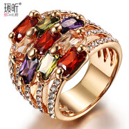 恩久多彩仿水晶戒指女夸张大个性食指指环时尚欧美ins潮小众设计闺蜜 指圈10号16mm内径