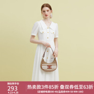 范思蓝恩23FS12577法式V领衬衫连衣裙女夏季新款气质复古通勤裙子 珍珠白 M