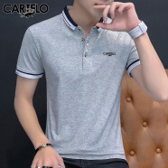 卡帝乐鳄鱼（CARTELO）短袖T恤男2024春夏季休闲短袖男士上衣服polo打底衫 灰色 3XL 