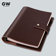 George Willsons 真皮笔记本子头层牛皮革本软皮皮面本a5活页本可拆卸高档商务工作记事本 A5活页搭扣真皮-棕色