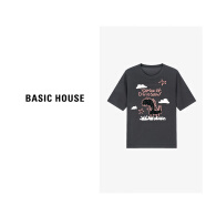 Basic House/百家好暴君出击夏季时尚短袖针织衫女夏季新款2024 黑灰色 M110-120斤