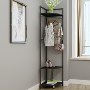 百木匠品转角衣帽架落地墙角扇形三角挂衣架衣服置物架收纳家用卧室挂包架 170*30.4黑架+黑胡桃板