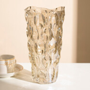 透明玻璃透明加厚花瓶摆件客厅插花花瓶干花富贵竹百合花瓶欧式餐桌水培花瓶 波西米亚大号/香槟金