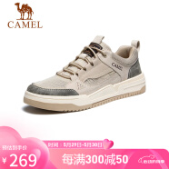 骆驼（CAMEL）男士潮流复古拼接运动休闲板鞋 G13S309046 米白 38 