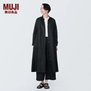 无印良品（MUJI）女式 麻 水洗 长袖衬衫连衣裙 女装裙子夏季汉麻衬衫裙BC2JKA4S 黑色 S  155/80A