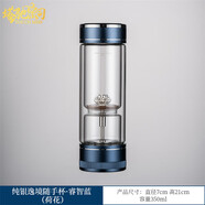 塔驰密司（touchmiss）茶水分离玻璃杯高档纯银过滤泡茶杯办公个人专用杯子商务礼品水杯 纯银逸境随手杯·睿智蓝（荷花）