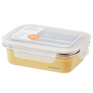 乐扣乐扣（LOCK&LOCK）不锈钢保鲜盒哑光涂层轻巧耐摔收纳保鲜盒饭盒收纳盒 黄色【304不锈钢】-600ml单件装