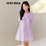 VEROMODA23年新款连衣裙甜美A字裙抽褶泡泡袖裙子女 兰束粉色C34 160/80A/S