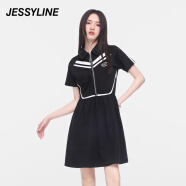 Jessy line杰茜莱夏季黑色修身小个子连衣裙女新款显瘦裙子 商场同款 黑色 S/160