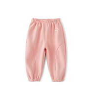 棉大班（MIANDABAN）男童加绒裤子儿童一体绒秋冬2025新款宝宝休闲卫裤加厚外穿长裤潮 粉兔子 110 CM