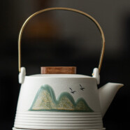 木客粗陶日式焙茶炉温茶器套装陶瓷茶壶花茶蜡烛加热保温暖炉茶道配件  白陶提梁壶（远山款）