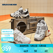 斯凯奇（Skechers）新款女鞋怪兽甜心情侣鞋老爹鞋撞色炫彩熊猫鞋子 白色 99999693-WGY /灰色 35
