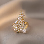 琅清司藤景甜同款珍珠翅膀戒指女轻奢感网红百搭开口可调节食指戒 司藤景甜同款珍珠戒指