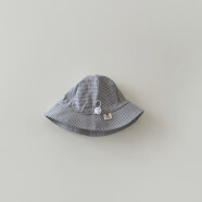 未知鱼点儿童遮阳帽男童婴儿帽子6-12个月韩国春秋格子盆帽宝宝渔夫帽 灰白小格 38-46CM(建议0个月-16个月)