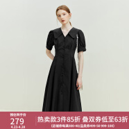 范思蓝恩23FS12507海军领法式连衣裙女夏季新款气质衬衫裙子 黑色 S