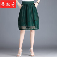 【网沙】网纱裙半身裙短款2022花苞裙女秋短裙冬季高腰百褶裙灯笼裙打底裙子半截裙 绿色 (欧根纱)8834 M