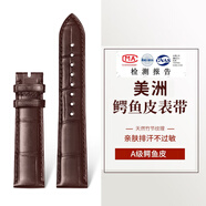 皮米A级美洲鳄鱼皮表带真皮男适用于浪琴万国积家卡地亚欧米茄手表带 棕色带【美洲鳄】无扣 21mm