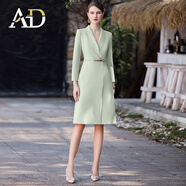 AD正式场合连衣裙女气质时尚西服裙子OL通勤轻奢职业装夏季 绿色连衣裙 L