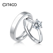 T400莫桑石戒指女925银求婚结婚情侣对戒生日礼物母亲节礼物